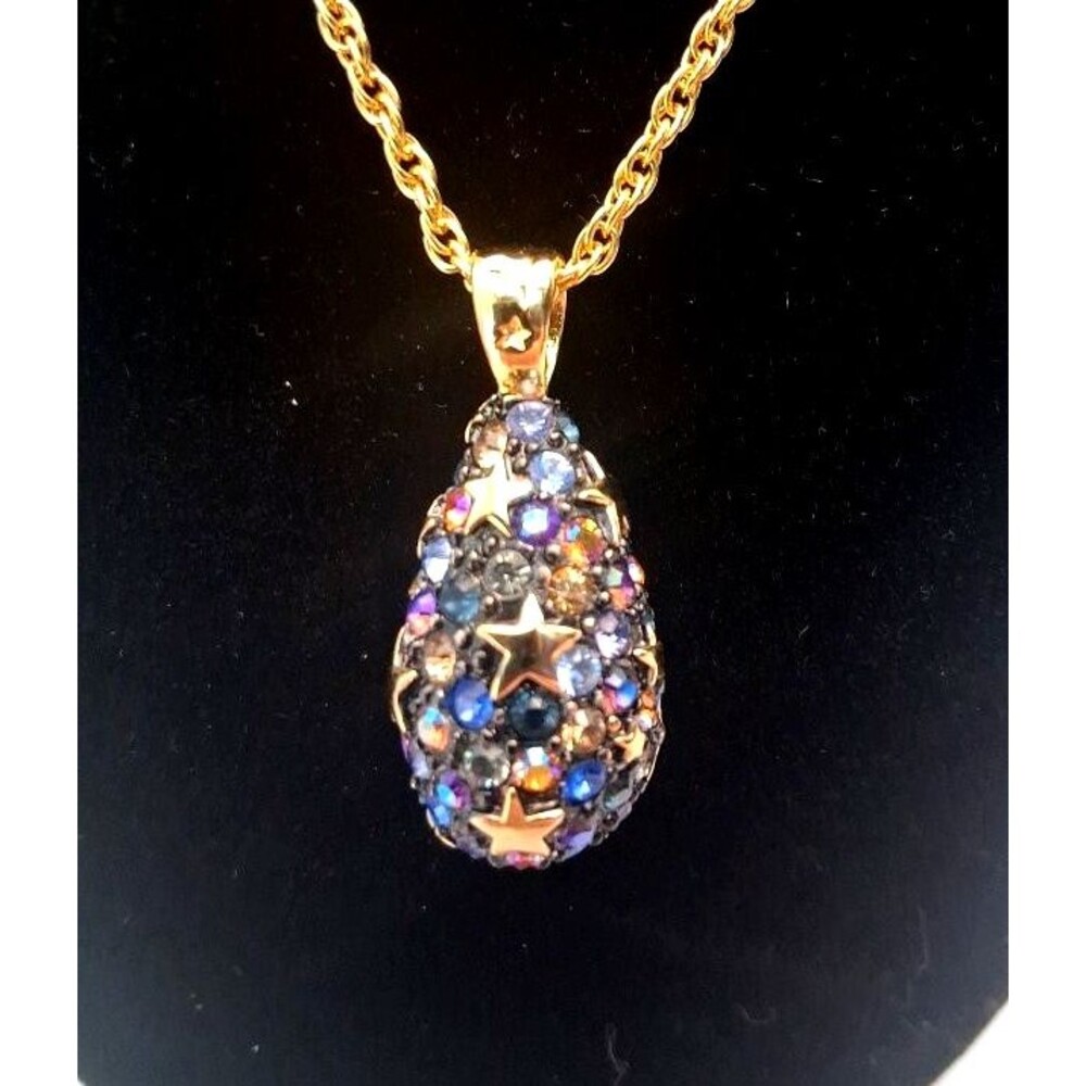 Joan Rivers Classics Collection Gold Tone Pavé Crystal Star Teardrop Necklace